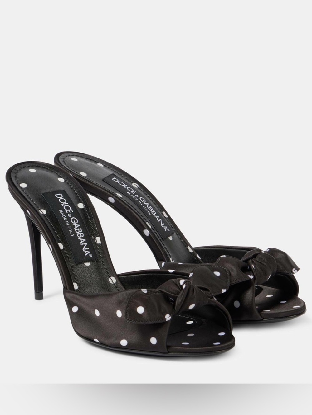 Dolce & Gabbana Black Polka Dot Bow Mules - Picture 5 of 9